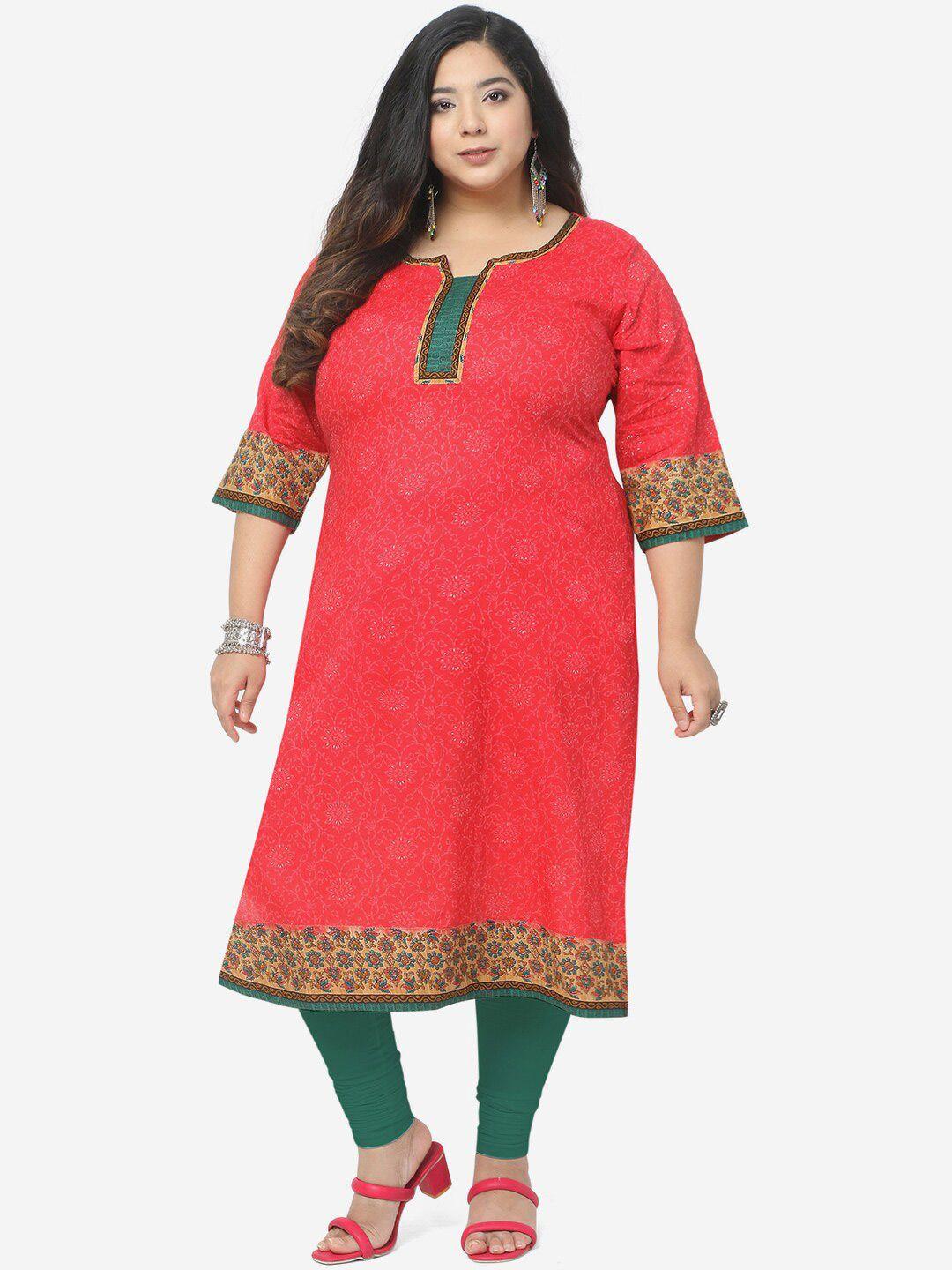 jevi prints women plus size floral printed cotton kurta