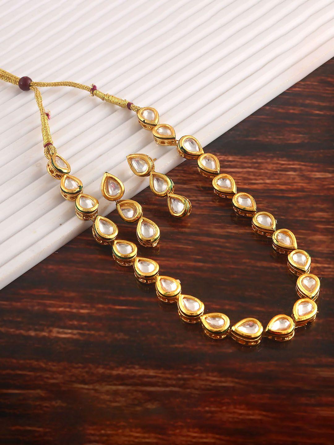 jewar mandi gold-plated kundan-studded jewellery set