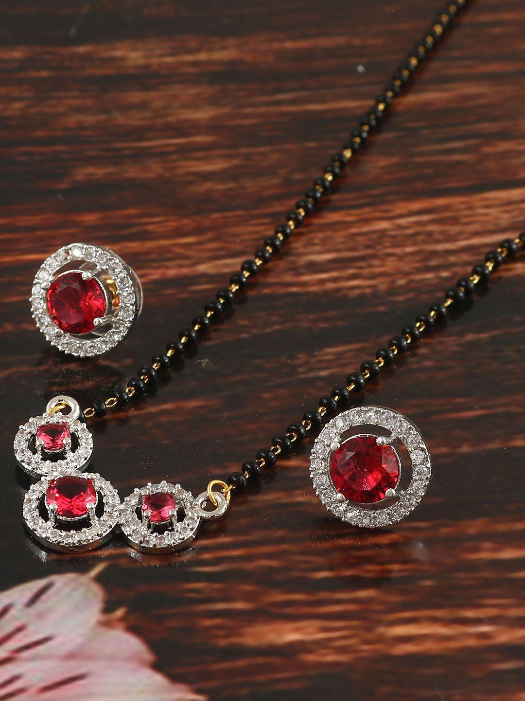 jewar mandi gold-plated cz-studded & beaded mangalsutra