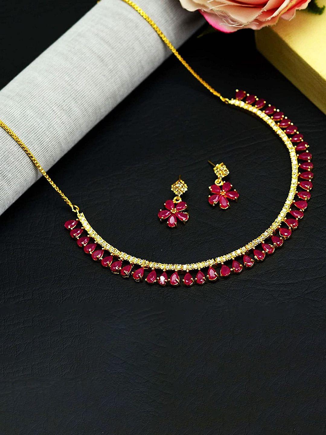 jewar mandi gold-plated cz-studded jewellery set