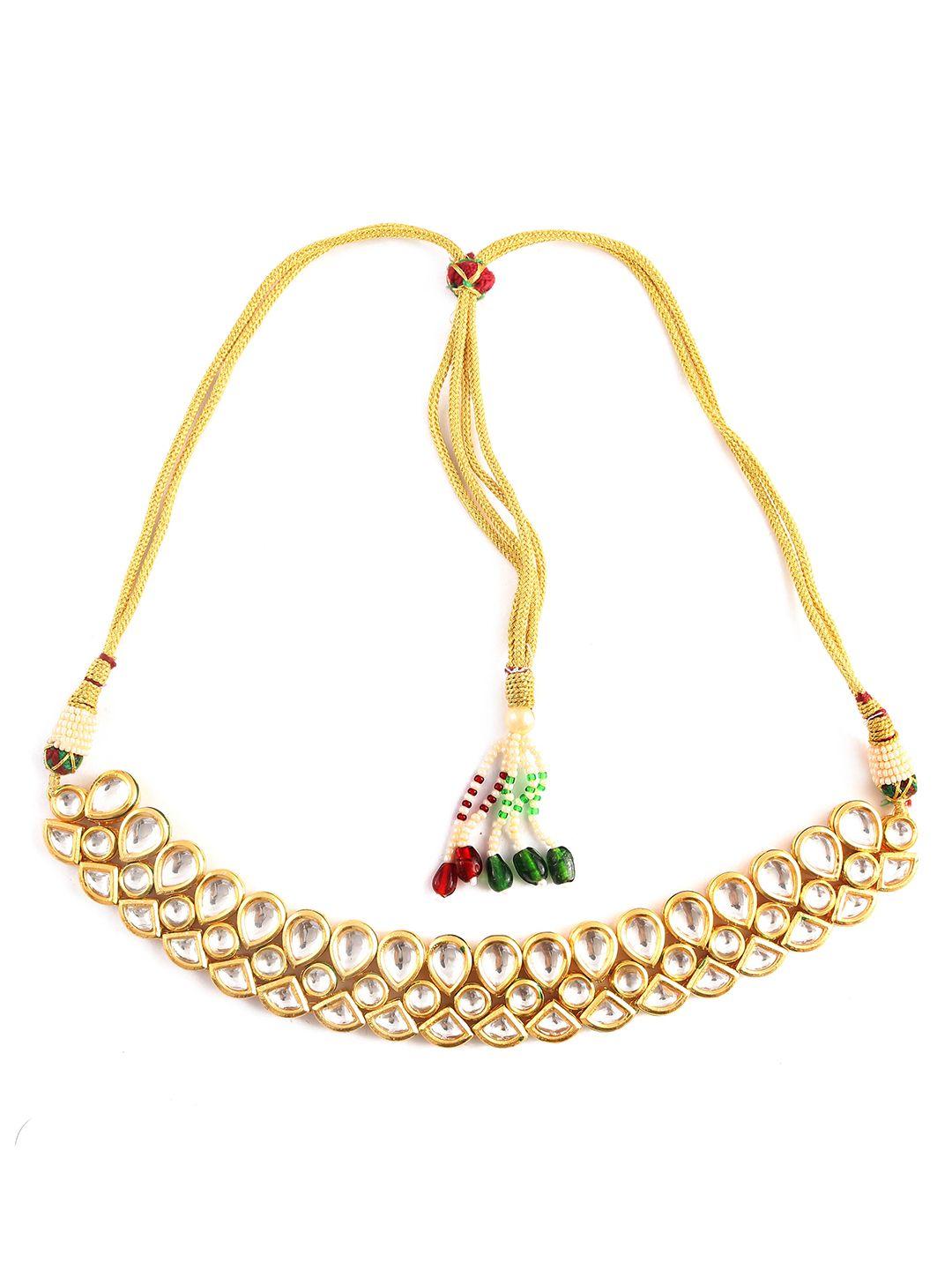 jewar mandi gold-plated kundan-studded jewellery set