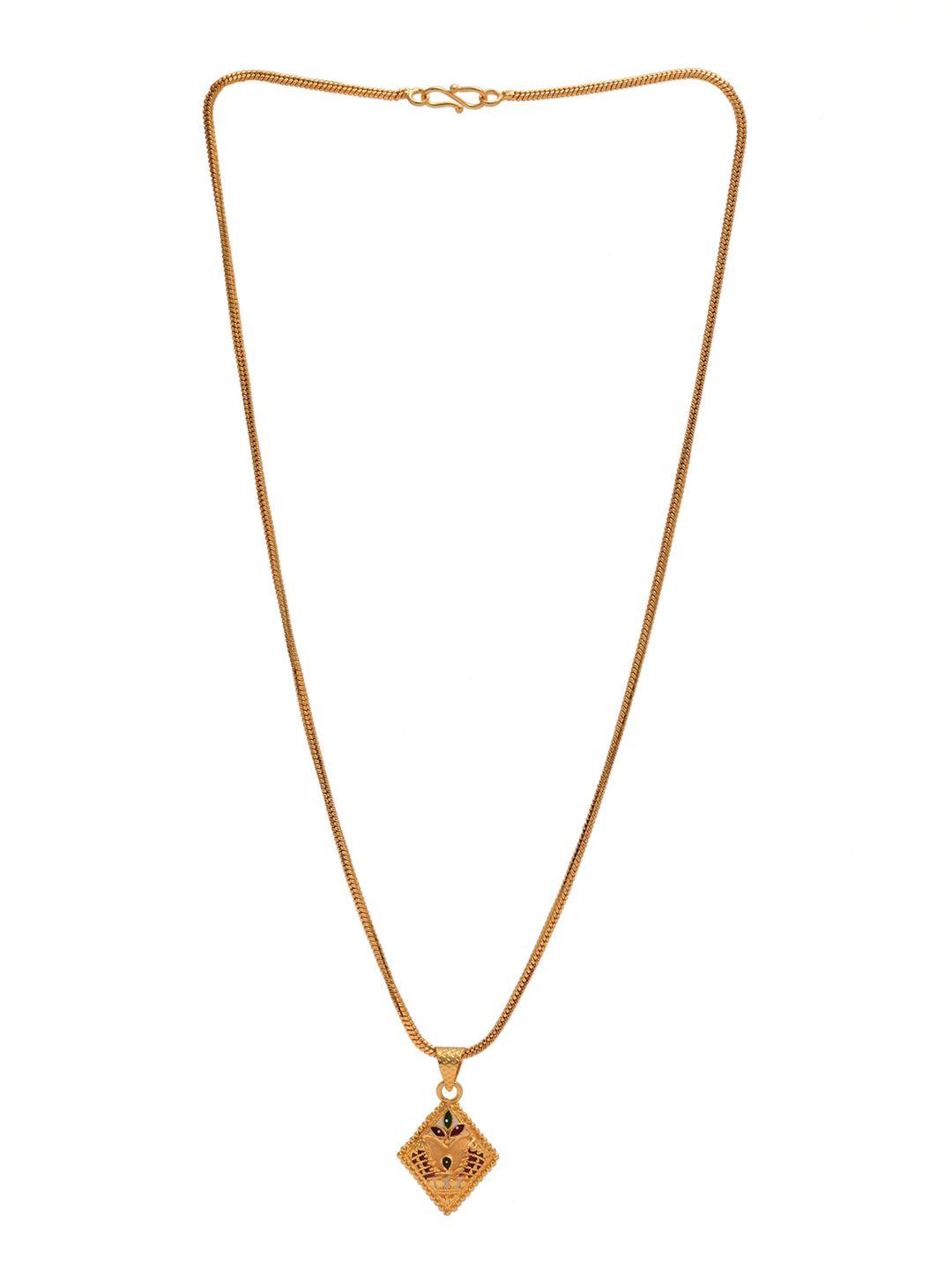 jewar mandi gold-plated pendant with link chain