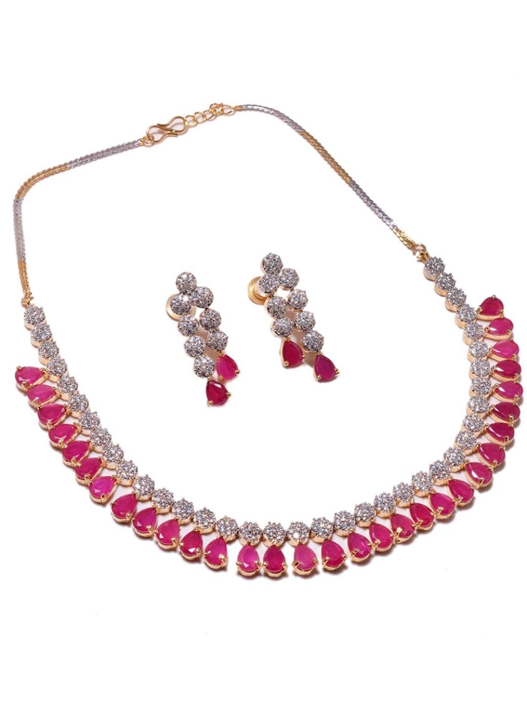 jewar mandi gold-plated two-toned cz-studded jewellery set