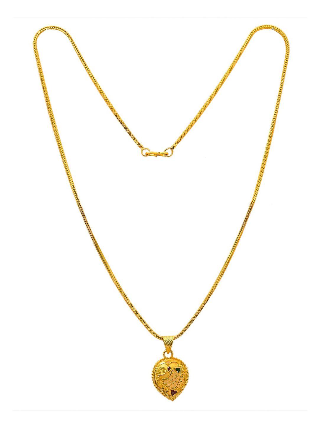 jewar mandi gold-toned & gold-plated pendant with chain