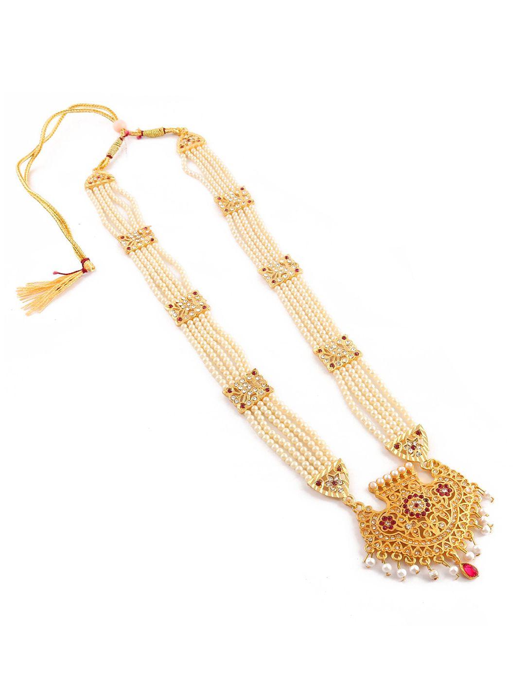 jewar mandi gold-toned & white brass gold-plated necklace