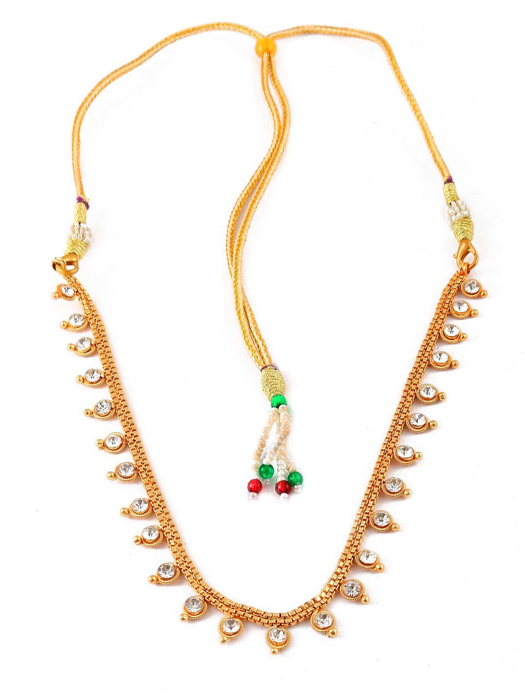 jewar mandi gold-toned & white brass gold-plated necklace