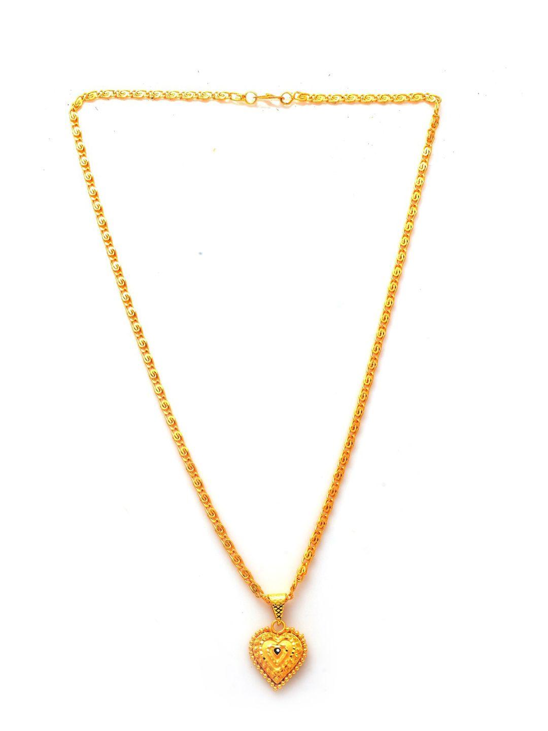 jewar mandi gold-tonned gold-plated heart shape pendant with chain