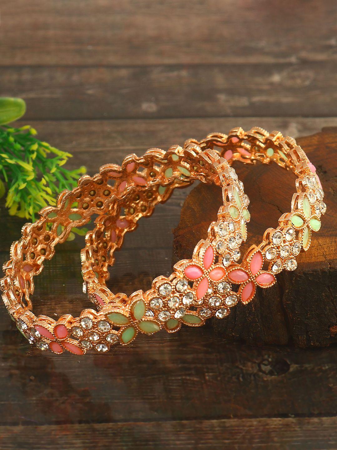 jewar mandi rose gold-plated ad studded  bangles