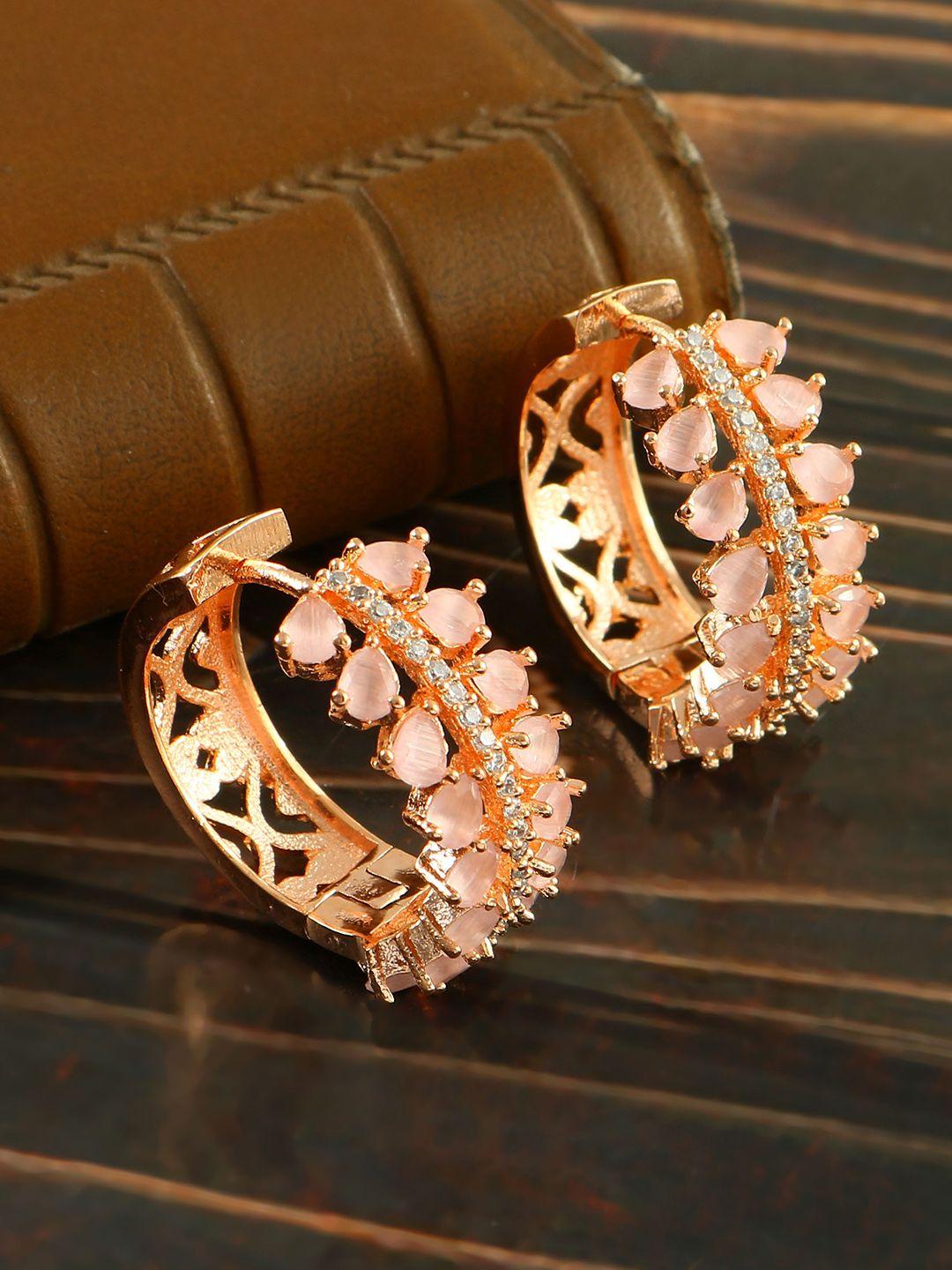 jewar mandi rose gold-plated contemporary hoop earrings