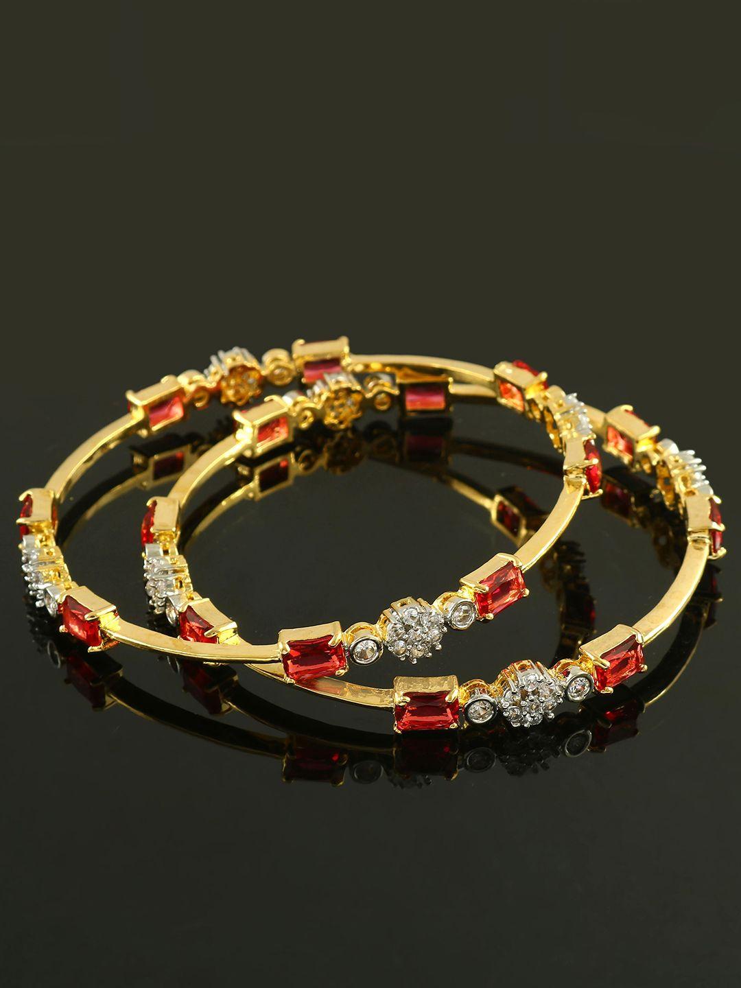 jewar mandi set of 2 gold-plated cz & ad studded bangles