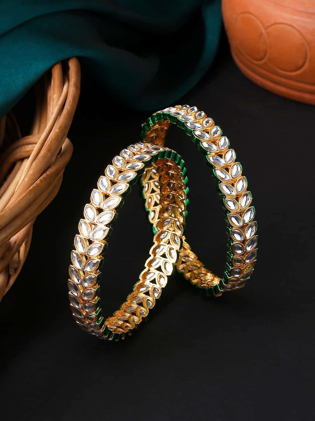 jewar mandi set of 2 gold-plated kundan-studded bangles
