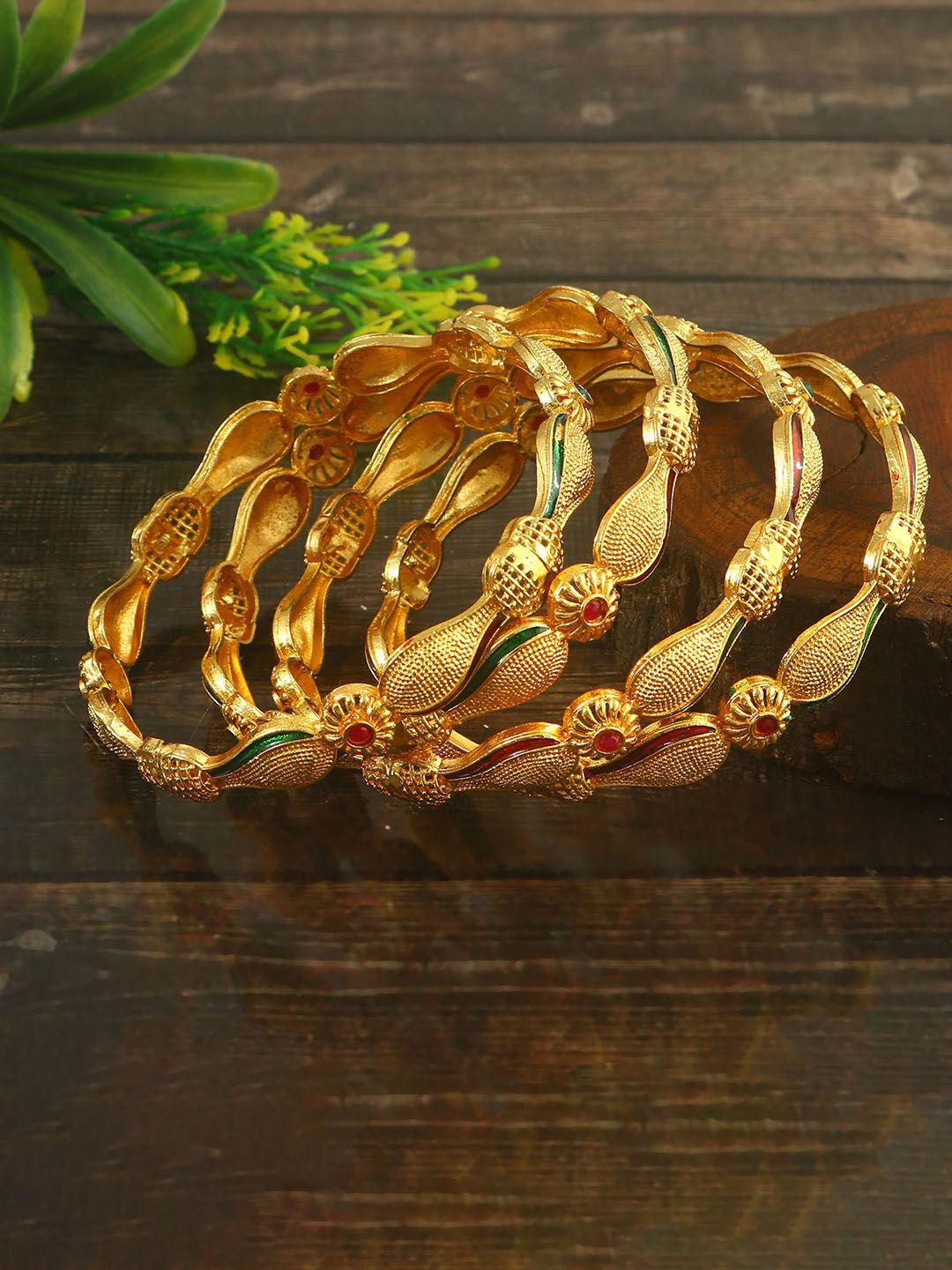 jewar mandi set of 4 gold-plated & stone-studded bangles