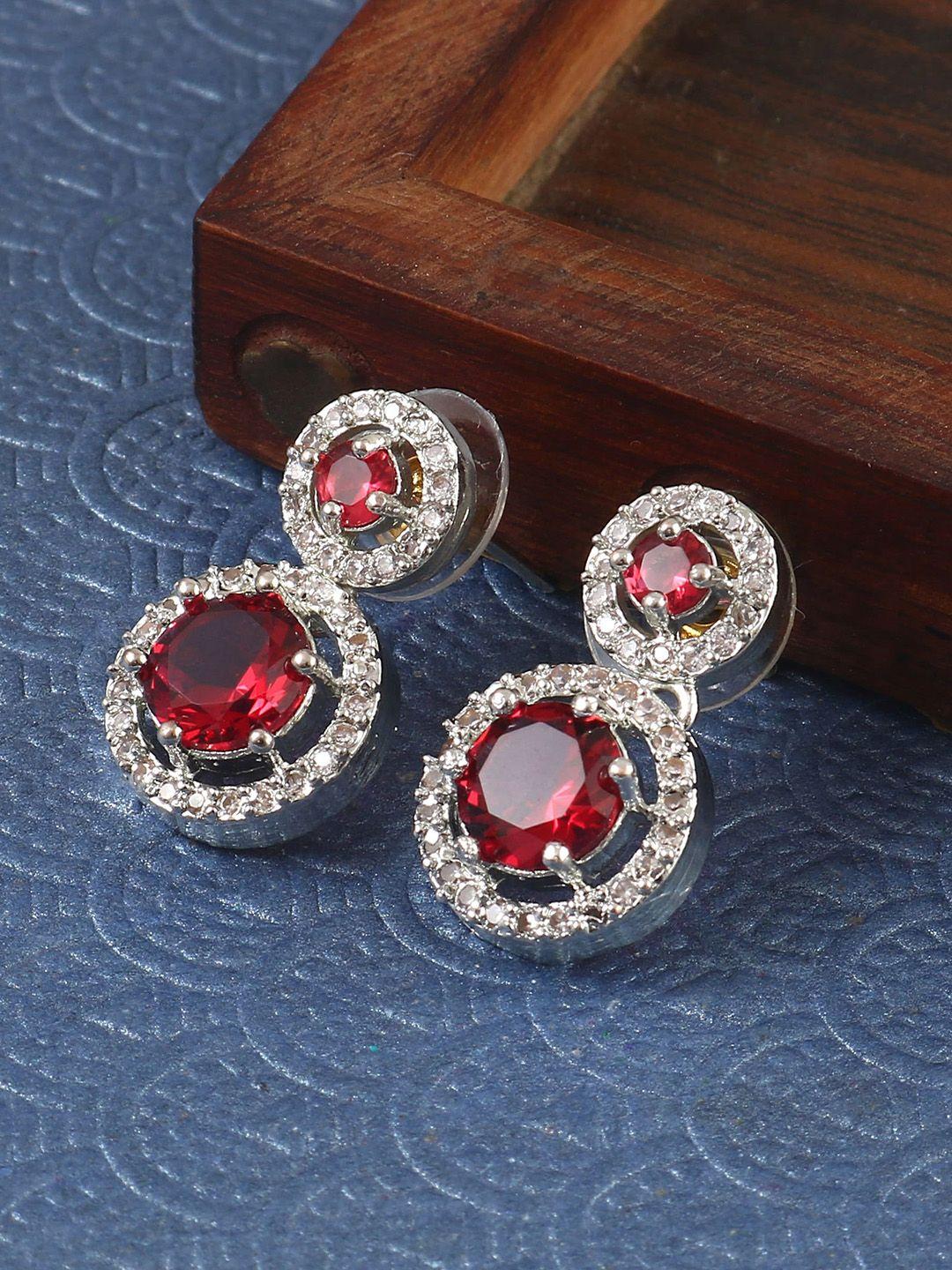 jewar mandi silver-plated circular drop earrings
