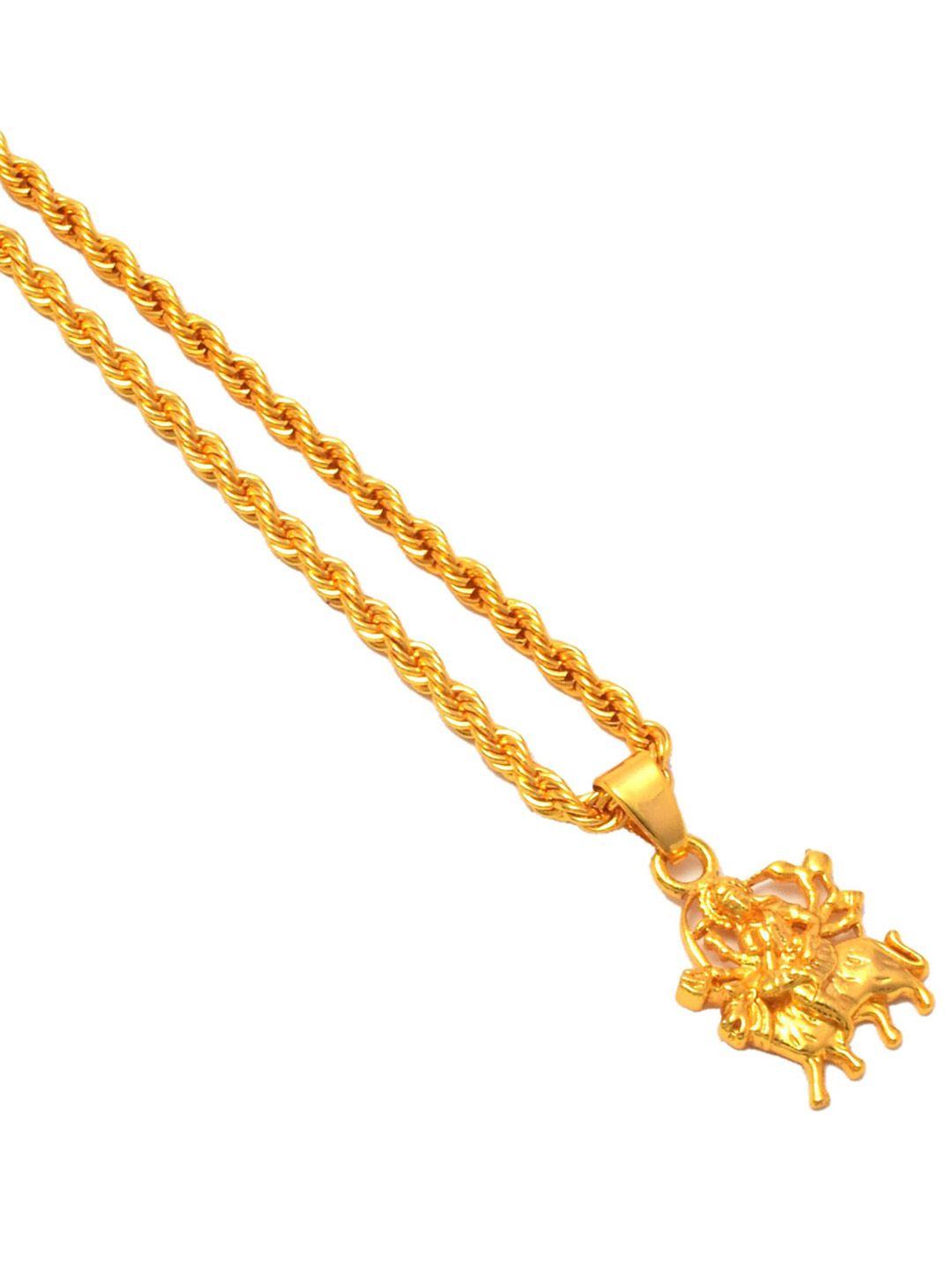 jewar mandi unisex gold-tonned gold-plated pendant with chain