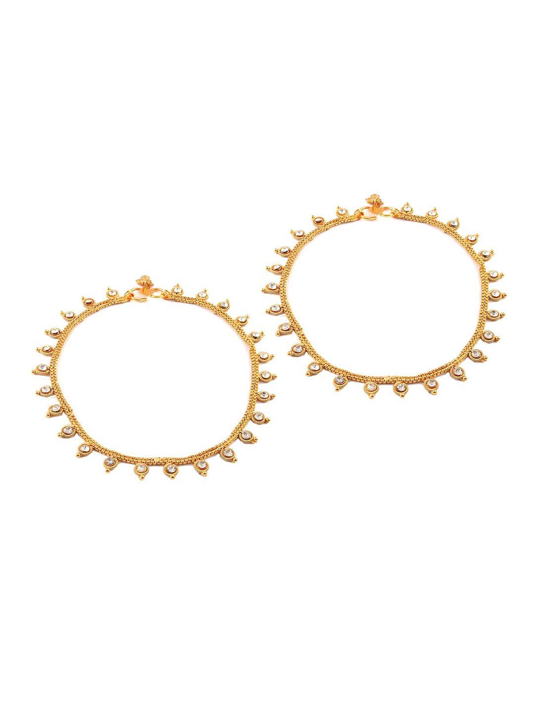 jewar mandi women gold-plated stone studded anklets