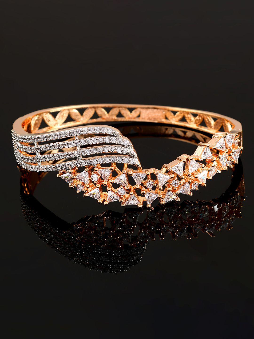 jewar mandi women gold-toned & white brass cubic zirconia gold-plated bracelet