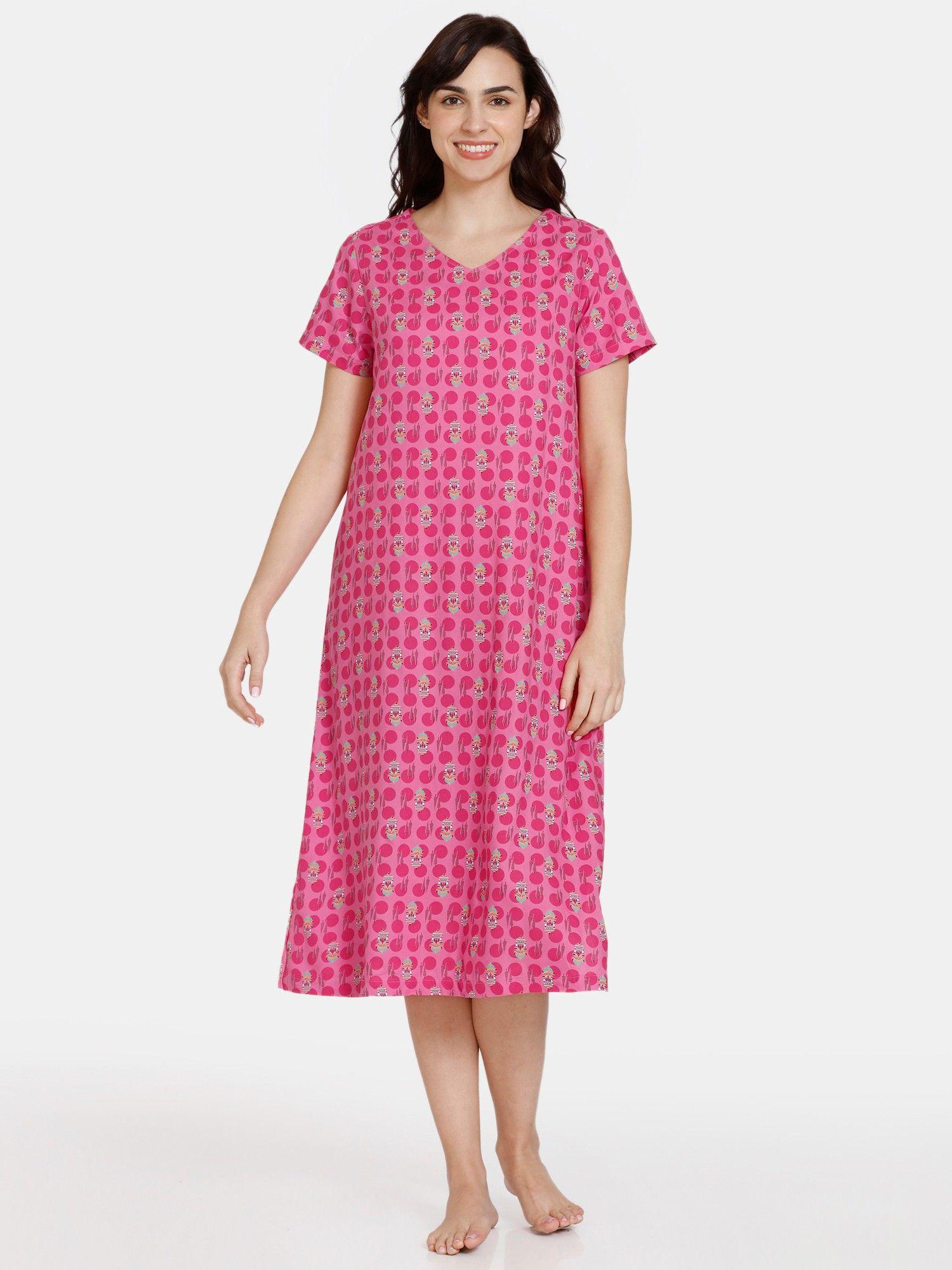 jewel garden woven mid length nightdress - fruit dove