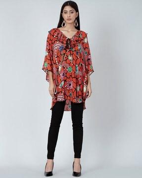 jewel print v-neck top