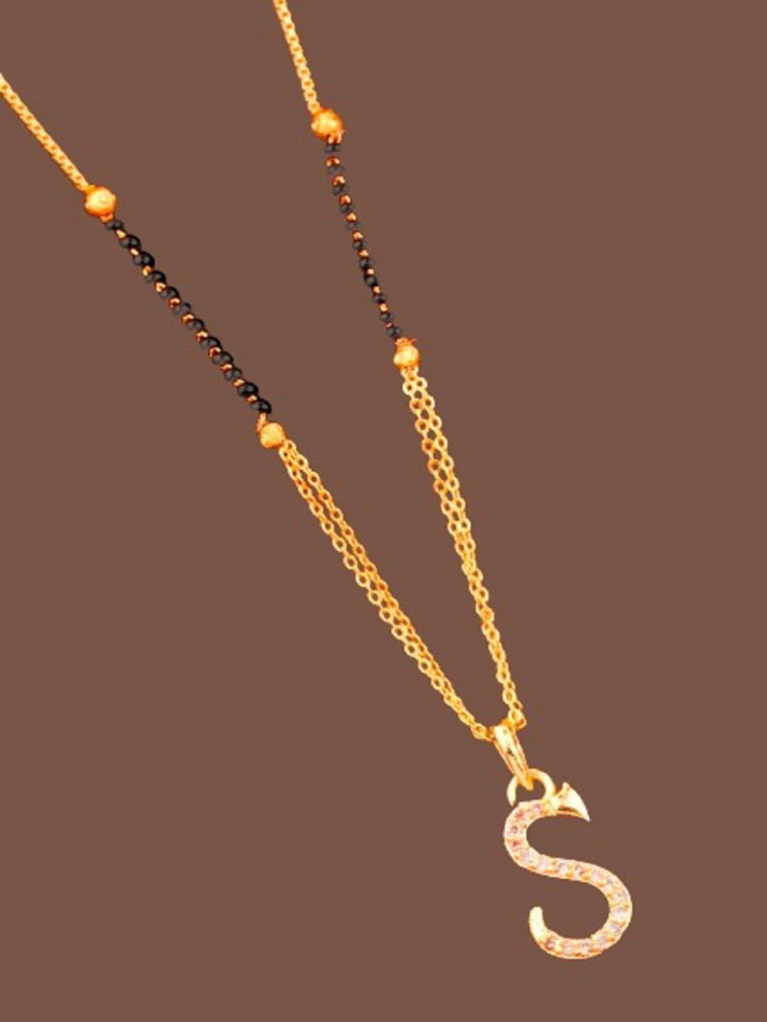 jewel world gold plated black beaded s-letter mangalsutra
