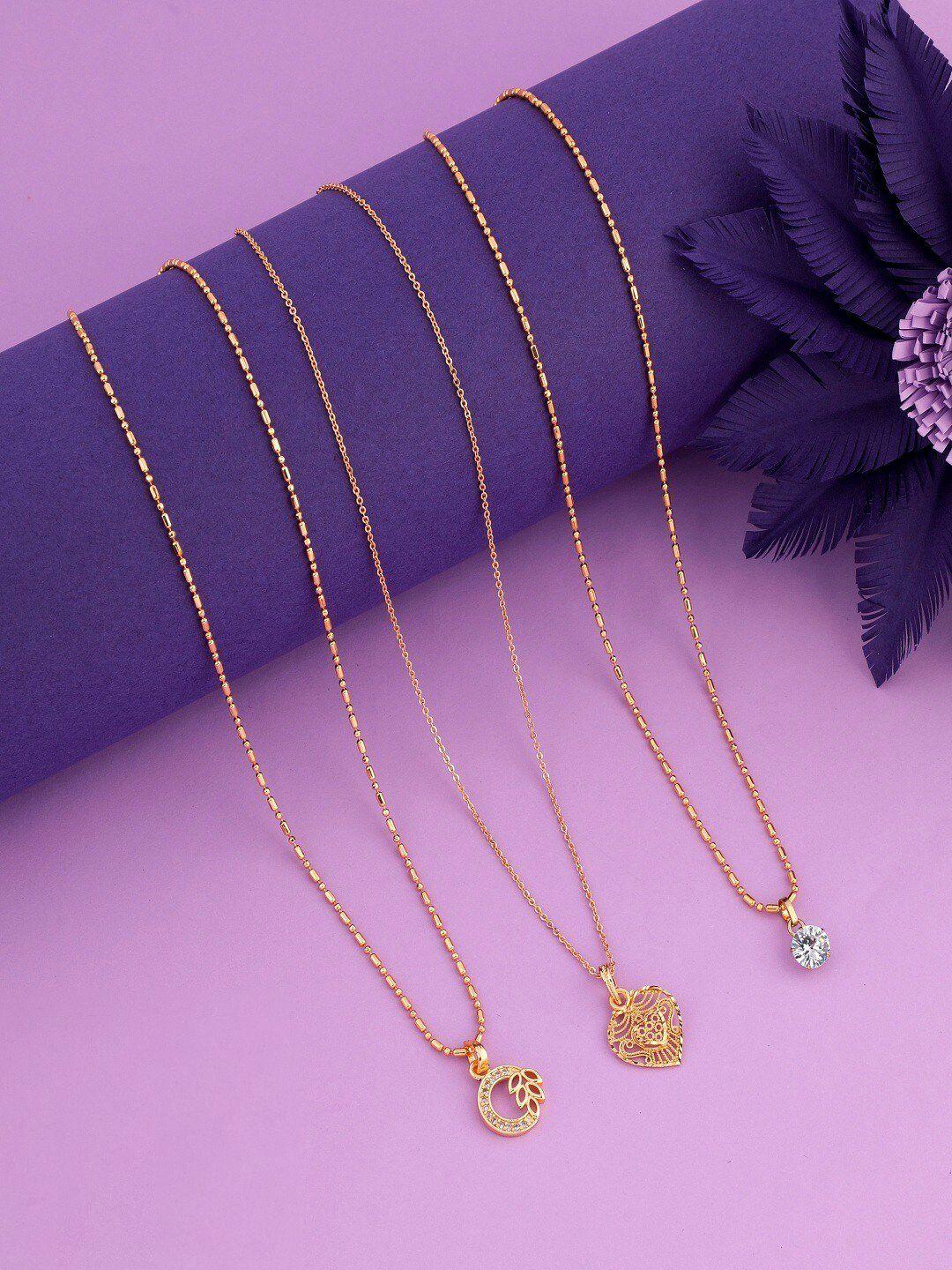 jewel world set of 3 gold-plated chain