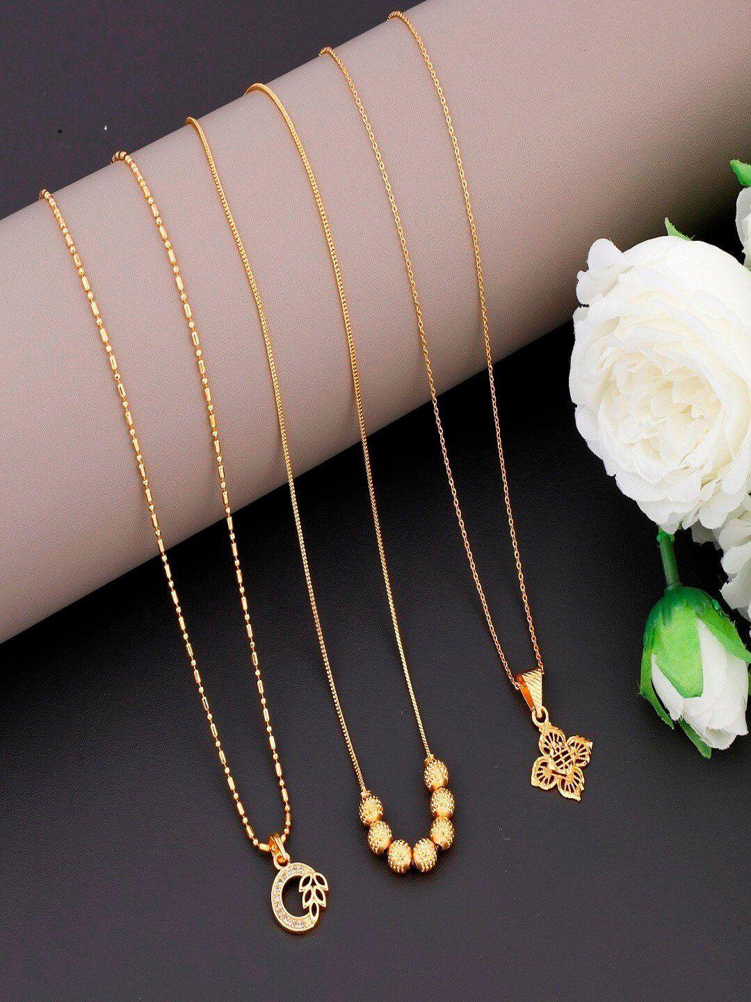 jewel world set of 3 gold-plated chain