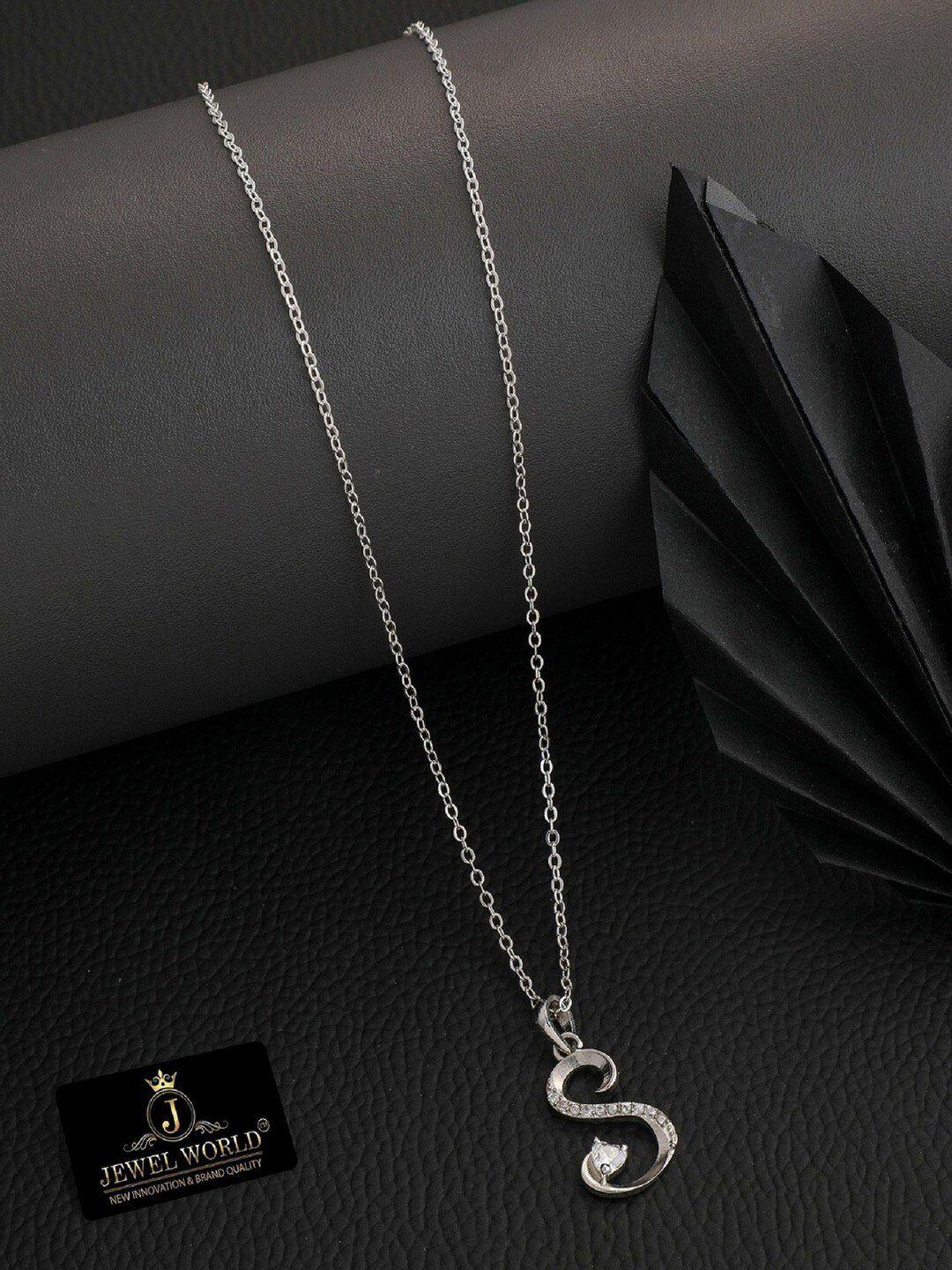 jewel world silver-plated s letter stone studded necklace