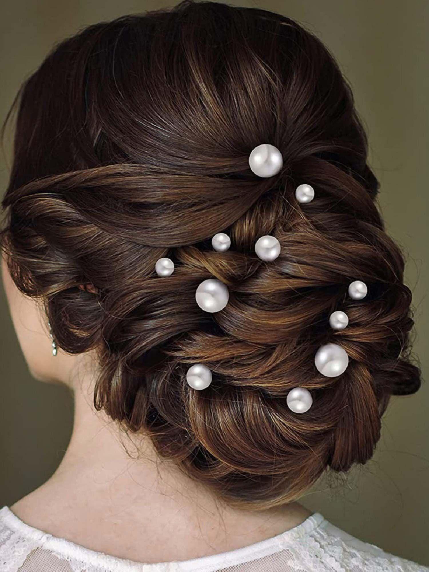 jewellery white pearls wedding metal juda hair pins (pack of 18)