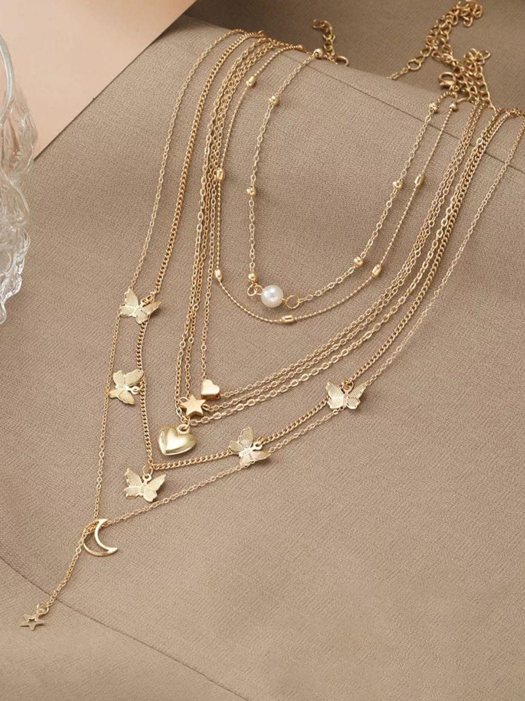 jewels galaxy brass gold-plated layered necklace
