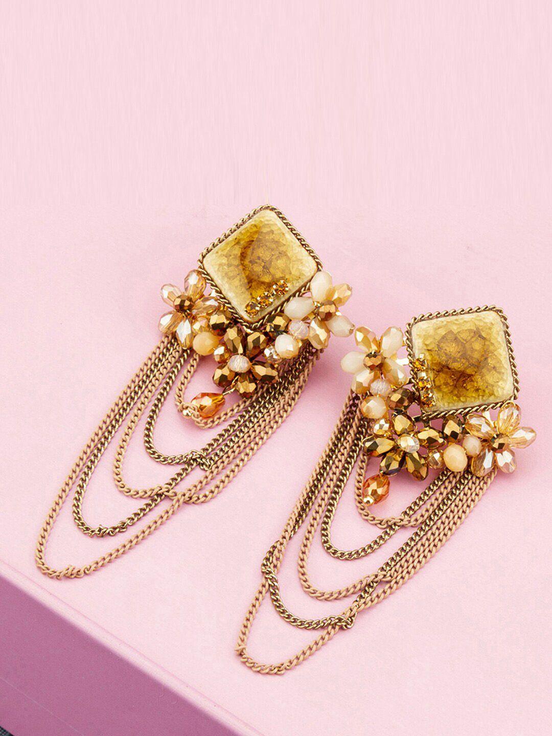 jewels galaxy camel gold-plated contemporary drop earrings
