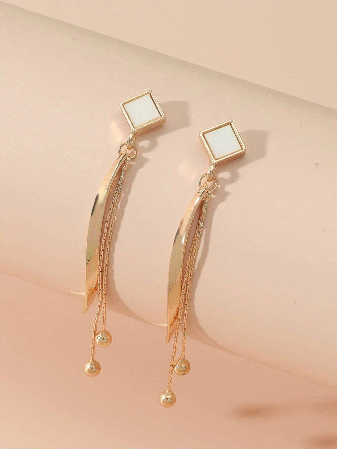 jewels galaxy gold-plated contemporary drop earrings