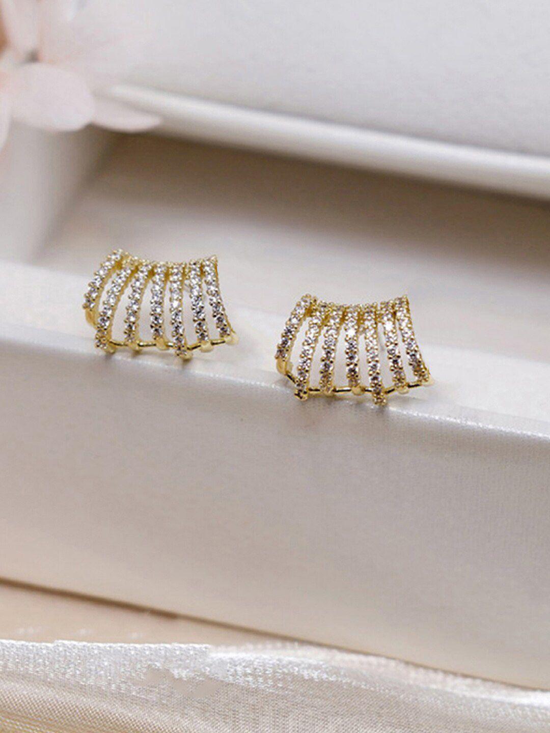 jewels galaxy gold-toned contemporary studs earrings