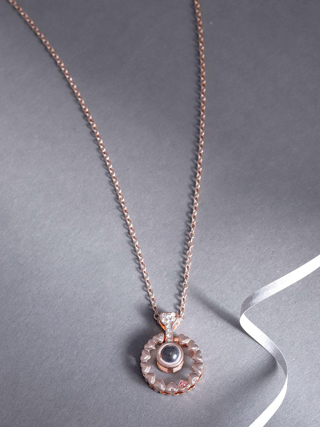 jewels galaxy rose gold plated stone studded handcrafted minimal necklace