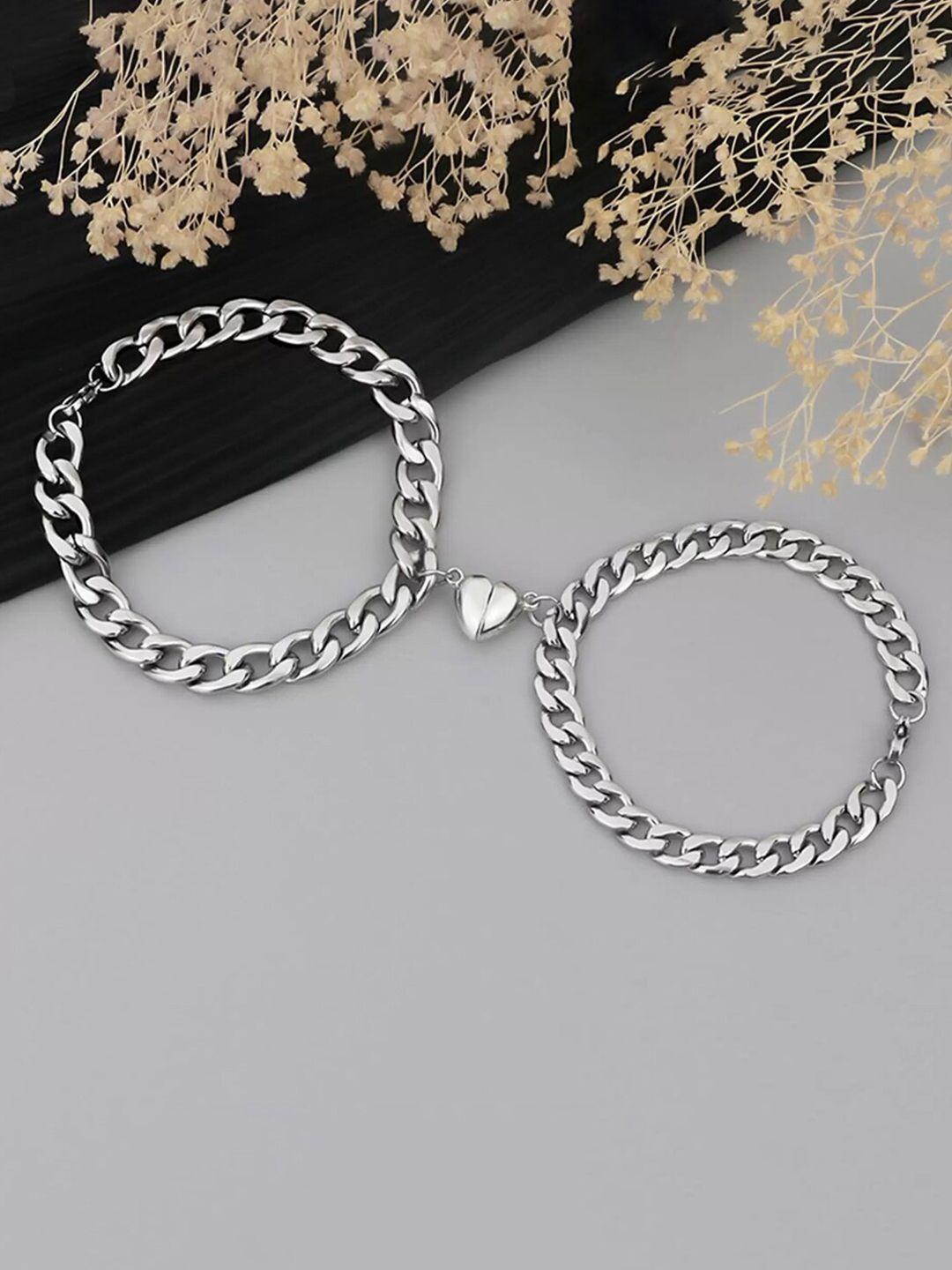 jewels galaxy set of 2 silver-plated joinable link bracelets