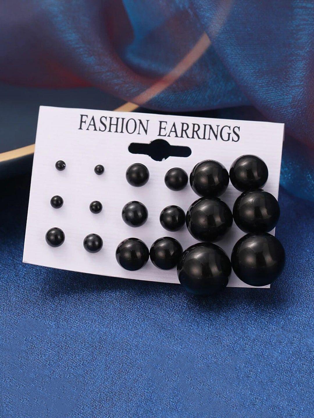jewels galaxy set of 9 silver plated contemporary studs earrings