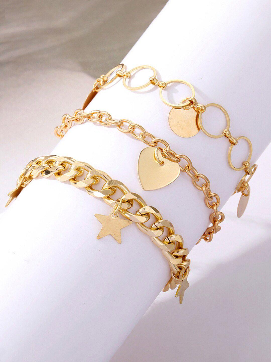 jewels galaxy women set of 3 gold-plated link bracelet