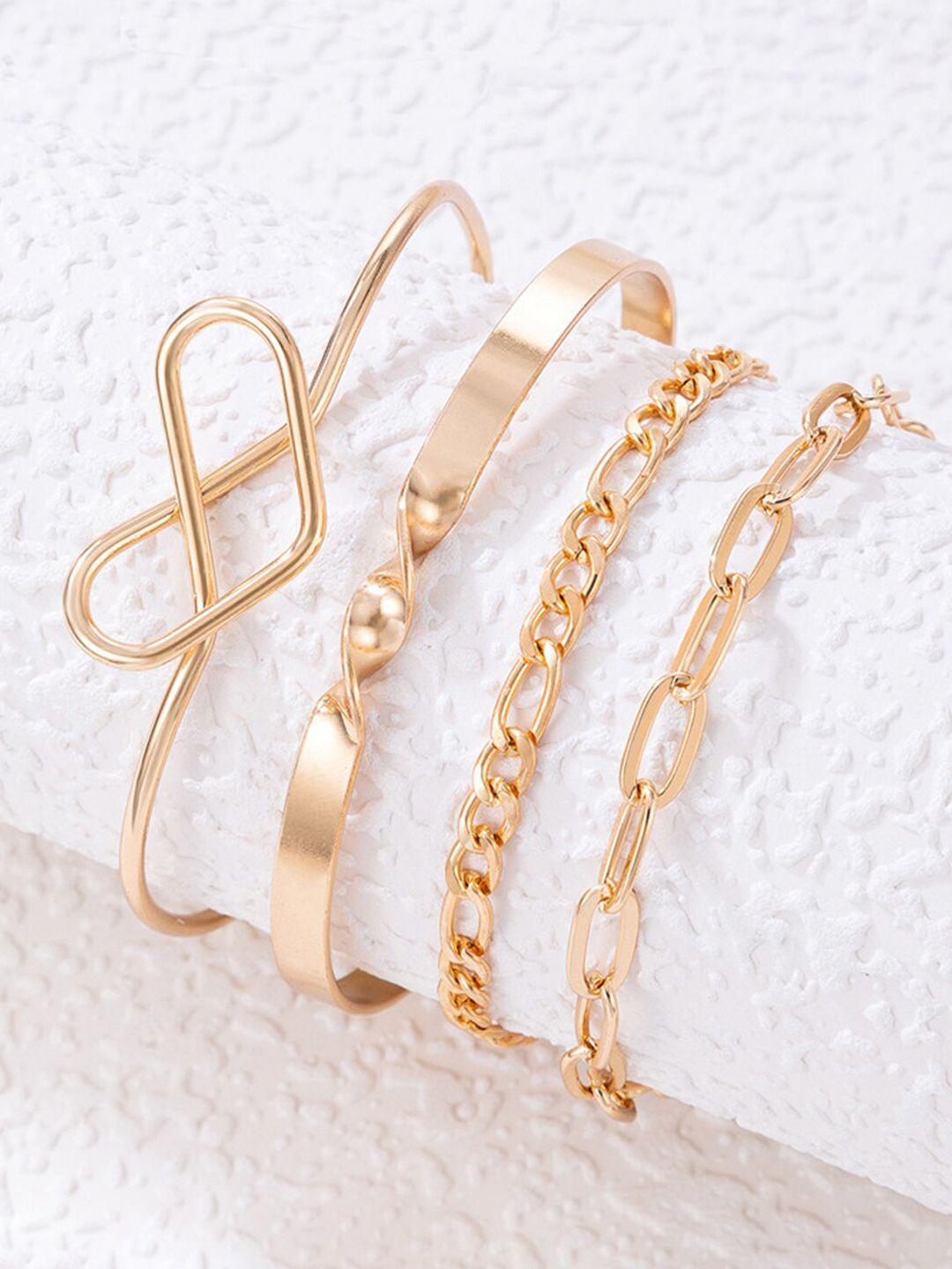 jewels galaxy women set of 4 gold-plated cuff bracelet