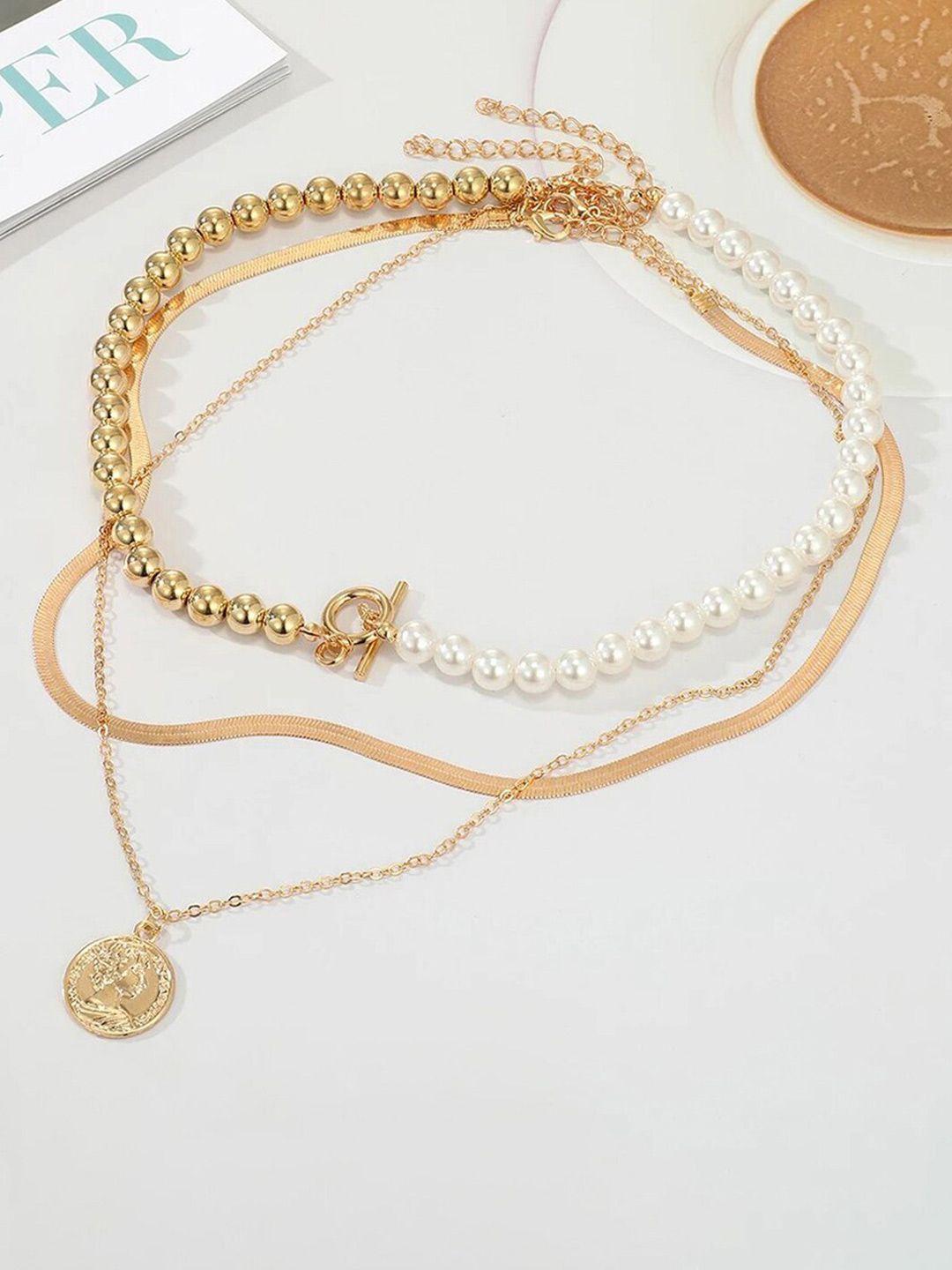 jewels galaxy 3pcs gold-plated necklace