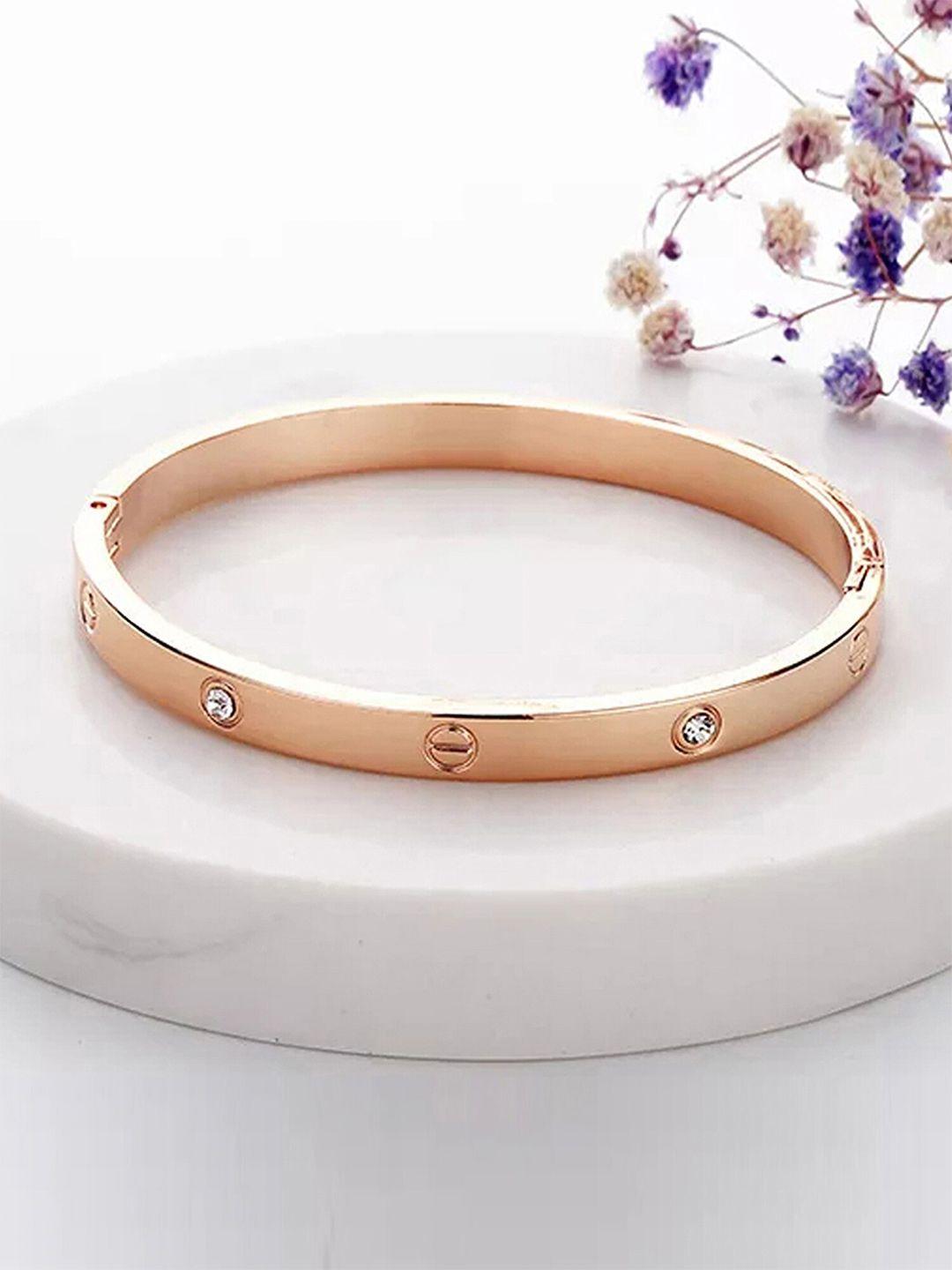 jewels galaxy american diamond rose gold-plated kada bracelet