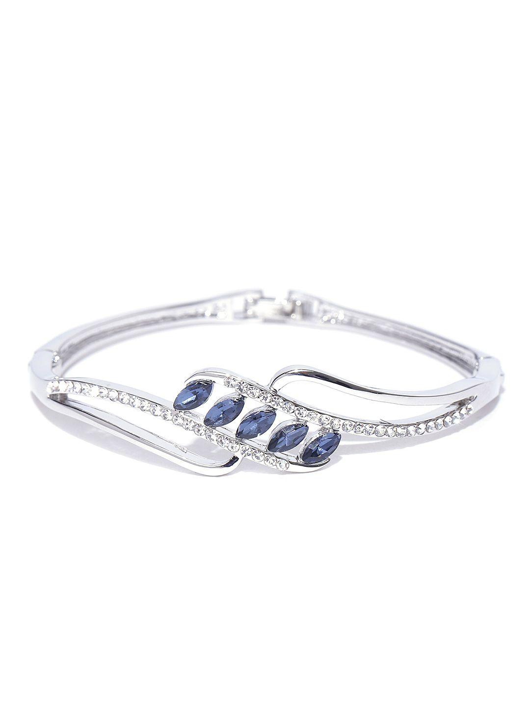 jewels galaxy blue platinum-plated handcrafted bangle-style bracelet