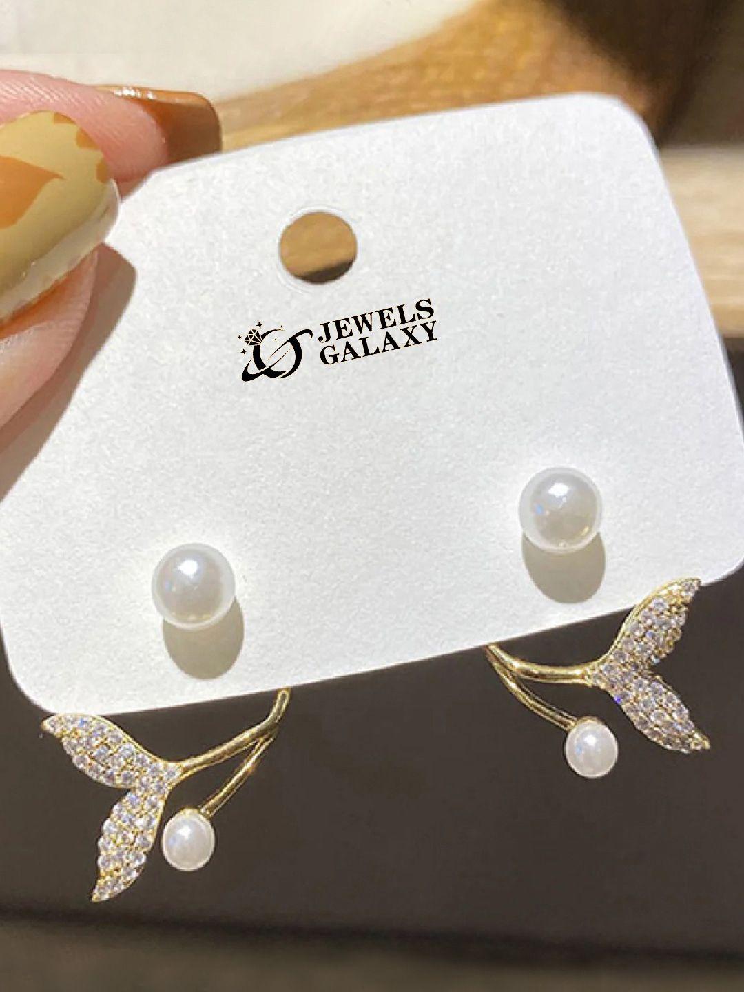 jewels galaxy gold-plated american diamonds contemporary studs earrings