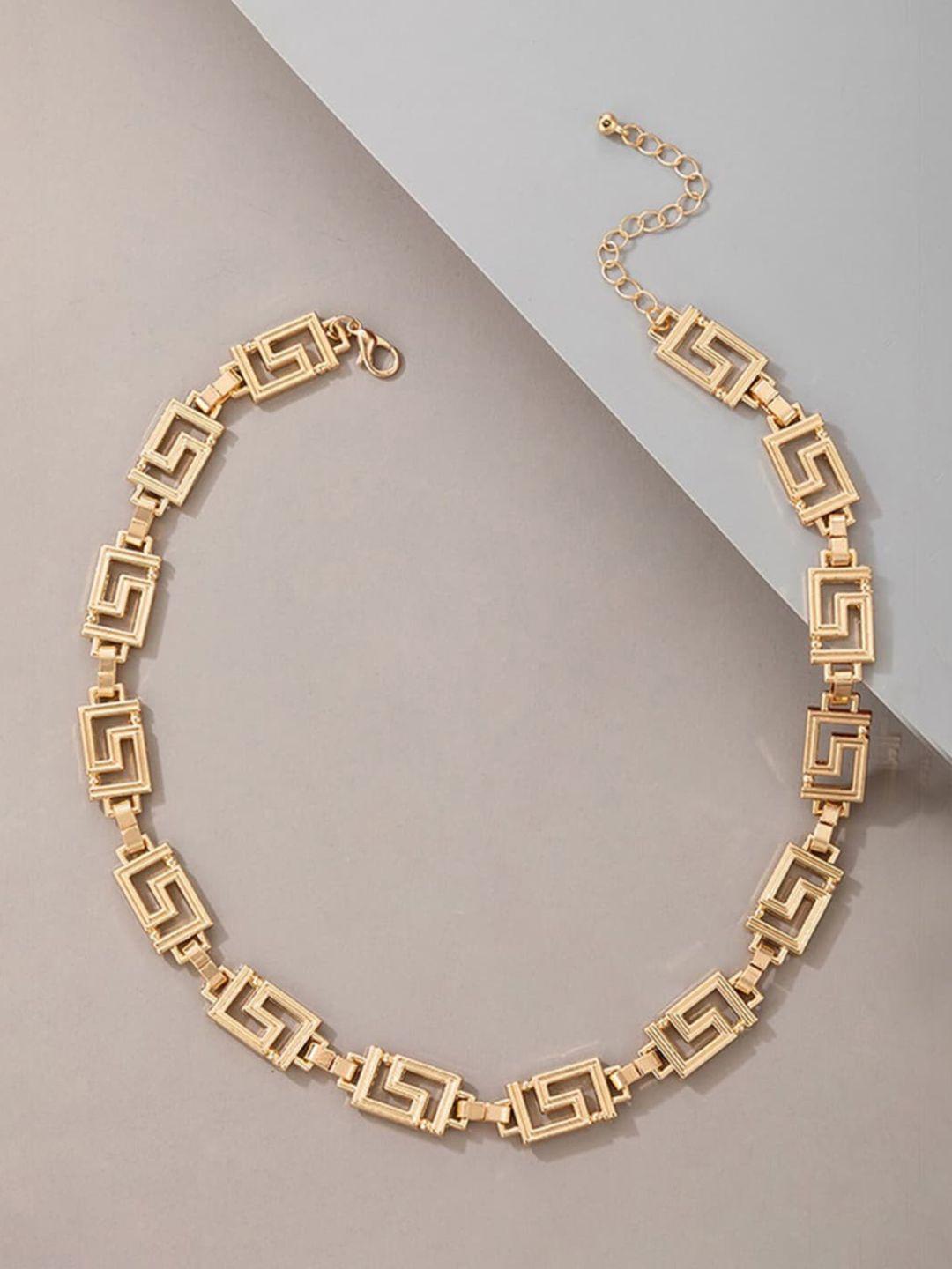 jewels galaxy gold-plated geometric choker necklace