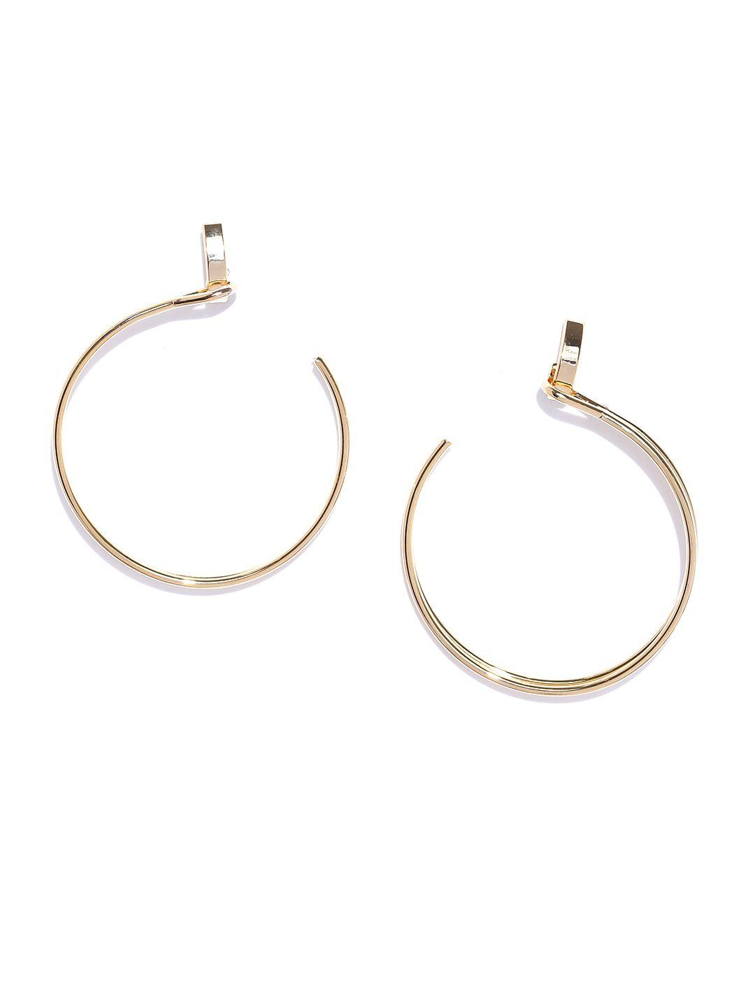 jewels galaxy gold-plated handcrafted half hoop earrings