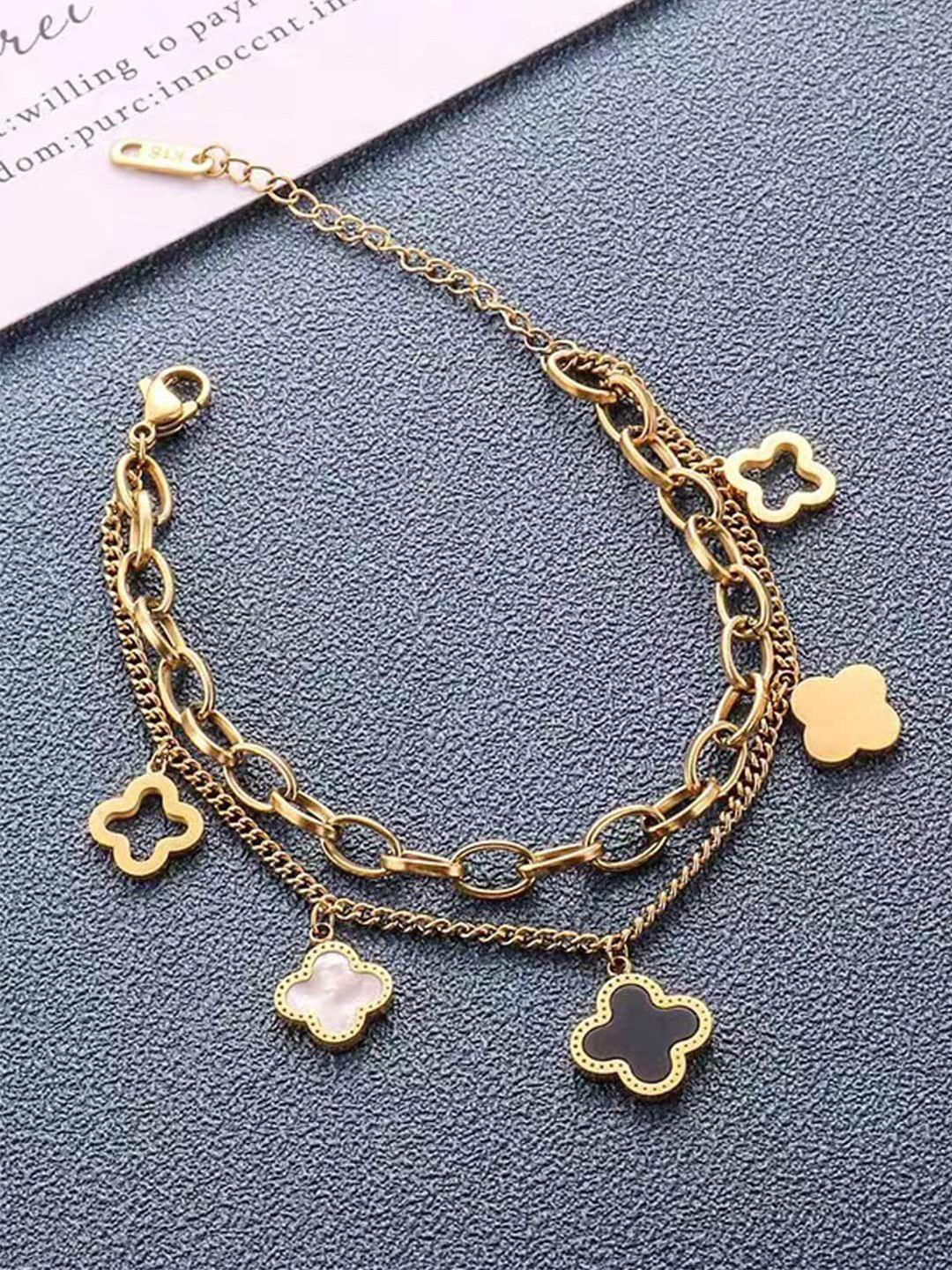 jewels galaxy gold-plated stainless steel charm bracelet