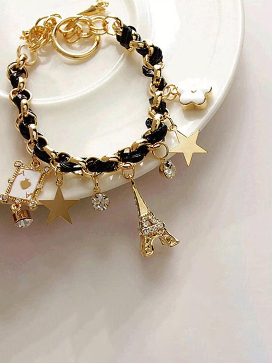 jewels galaxy gold-plated stone-studded charm bracelet