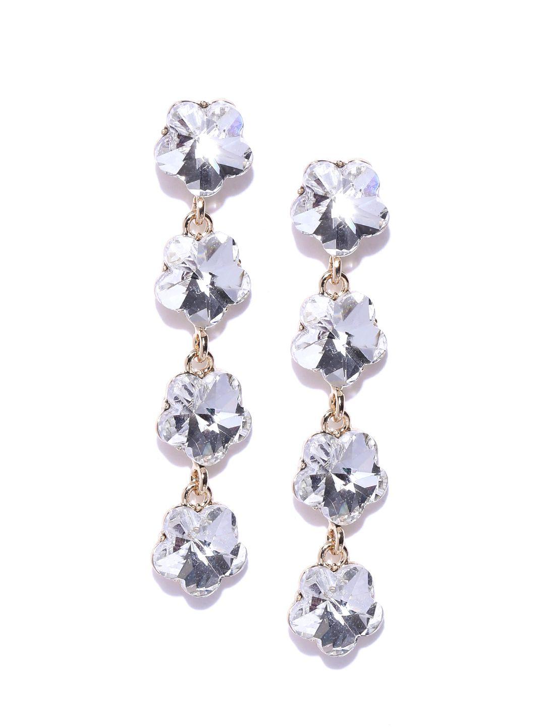 jewels galaxy gold-plated stone-studded floral drop earrings