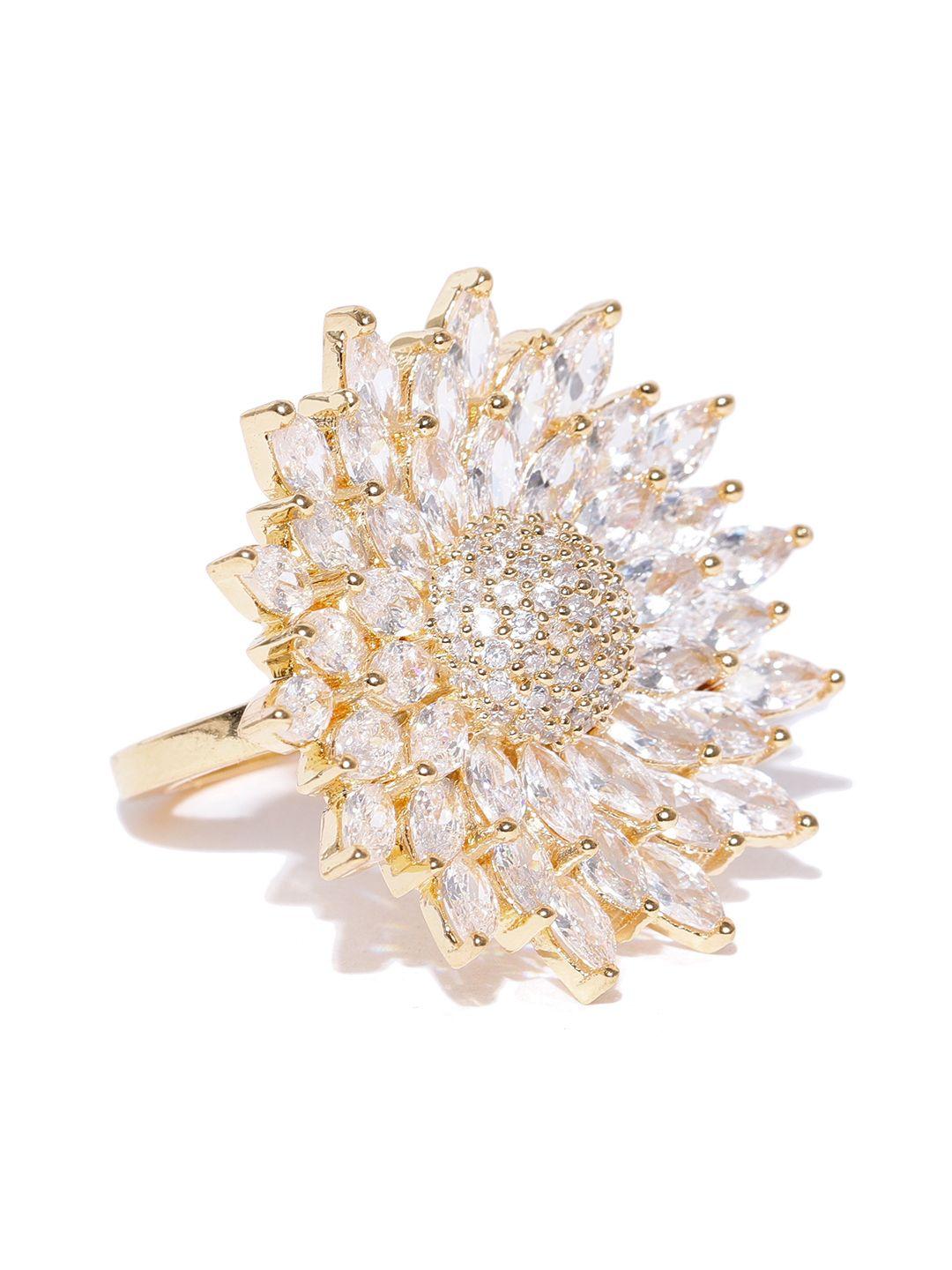 jewels galaxy gold-toned stone-studded adjustable ring