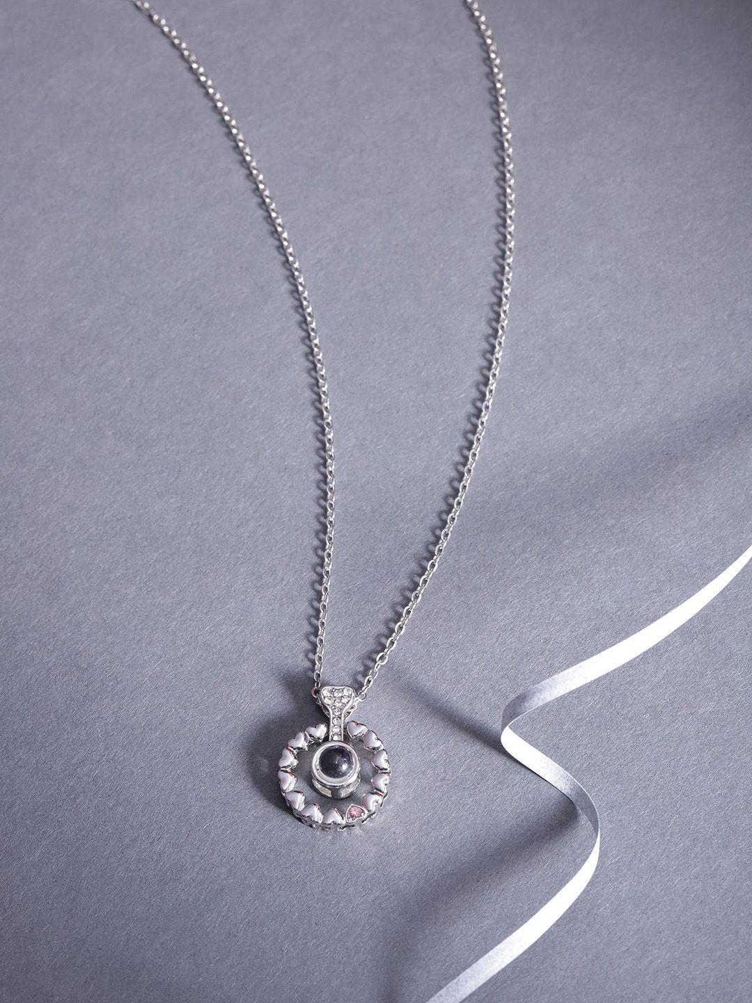 jewels galaxy grey silver-plated stone-studded handcrafted minimal necklace
