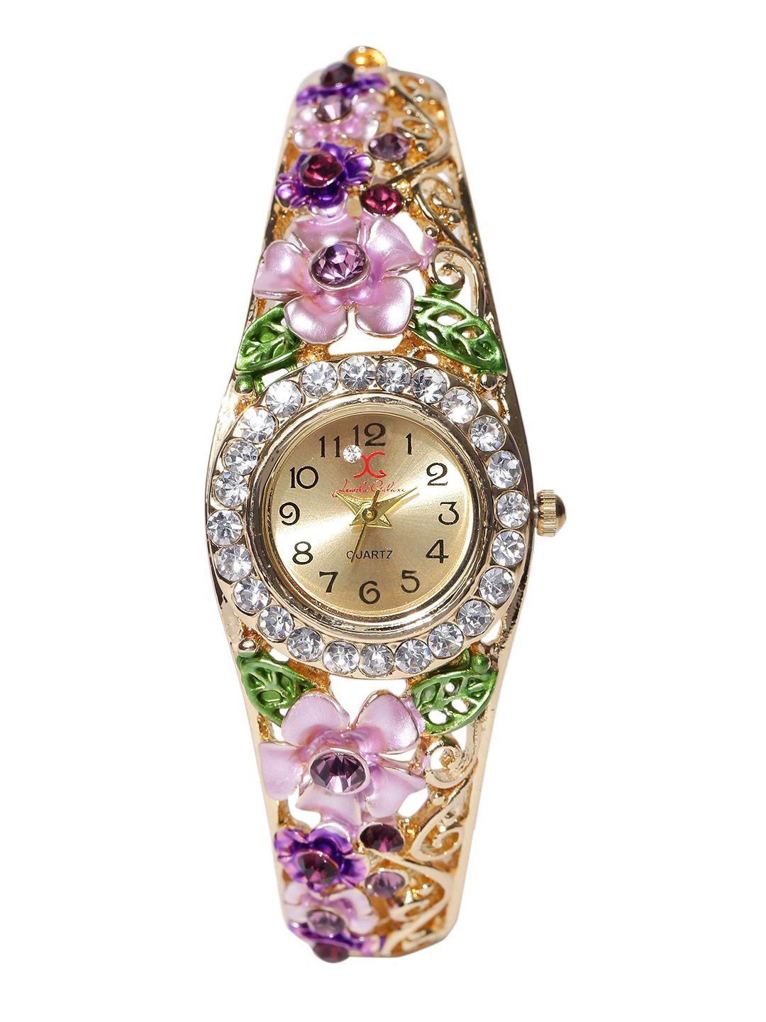 jewels galaxy multicoloured gold-plated handcrafted bracelet cum watch