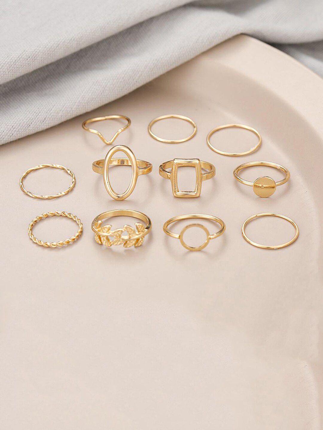 jewels galaxy set of 11 gold-plated contemporary stackable finger rings