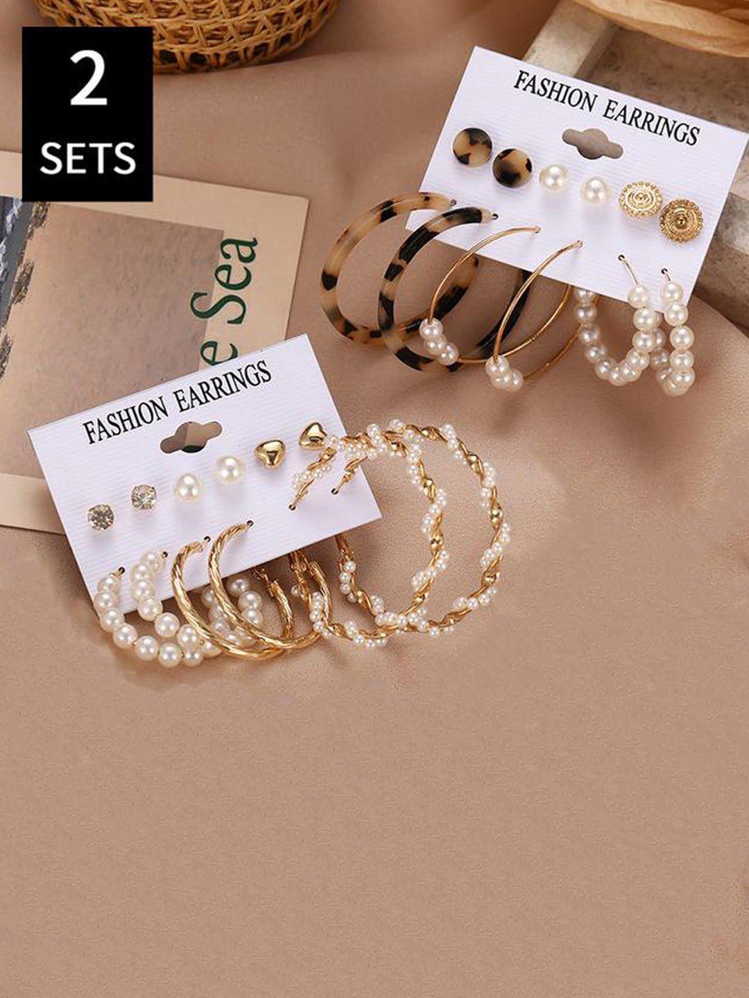 jewels galaxy set of 12 gold plated contemporary studs earrings